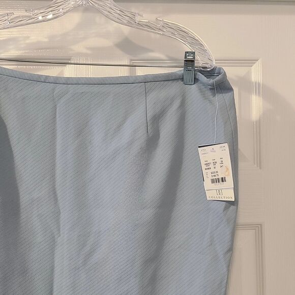 Doncaster NWT $225 Vintage Slate Blue Ruffle Hem Ribbed Pencil Skirt, Size 18 - Picture 5 of 11